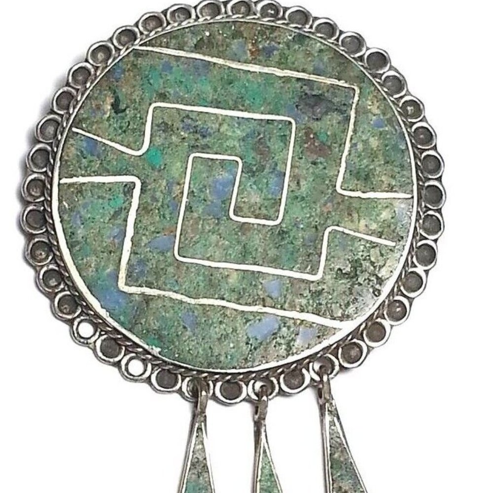 Vintage MEXICO Sterling Silver 925 LARGE PENDANT BROOCH Jewelry